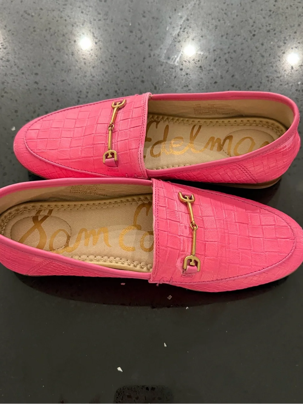 Sam Edelman Hot Pink Croc-Embossed Leather Loafers